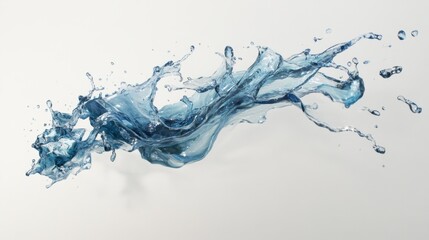 Serene blue water splash on white background