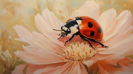 Colorful Seven-Spot Ladybird Wildlife Macro Close-Up Photography