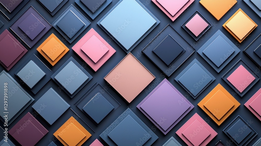 Poster colorful overlapping squares in a modern abstract design