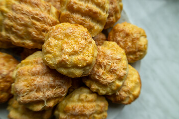 Close-up of homemade cheese scones
