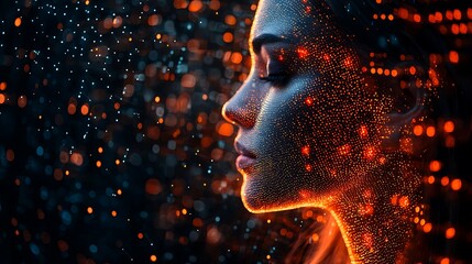 Luminous Abstract Portrait Of A Woman With Sparkling Lights