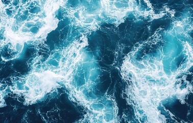 Fototapeta premium blue transparent clear sea wave with splashes texture and shining bubbles background. 