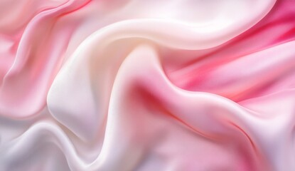 Fototapeta premium Delicate, flowing silk fabric, soft pink and white gradient, drapery