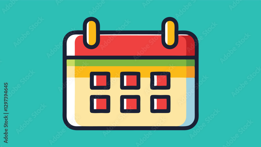 Poster illustration of a colorful calendar with monthly layout designed in vector style on a bright backgro