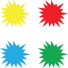 bursting shape speech bubbles set icon. Bursting icon, Explosion illustration, star sticker vector
