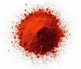 Red paprika powder flying, isolated on white