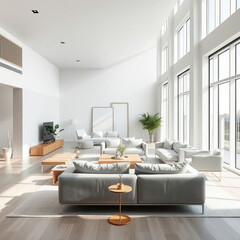 Modern luxury apartment interior in minimal scandinavian style