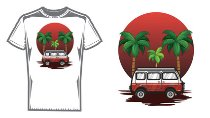 Summer travel vacation logo concept with motorhome