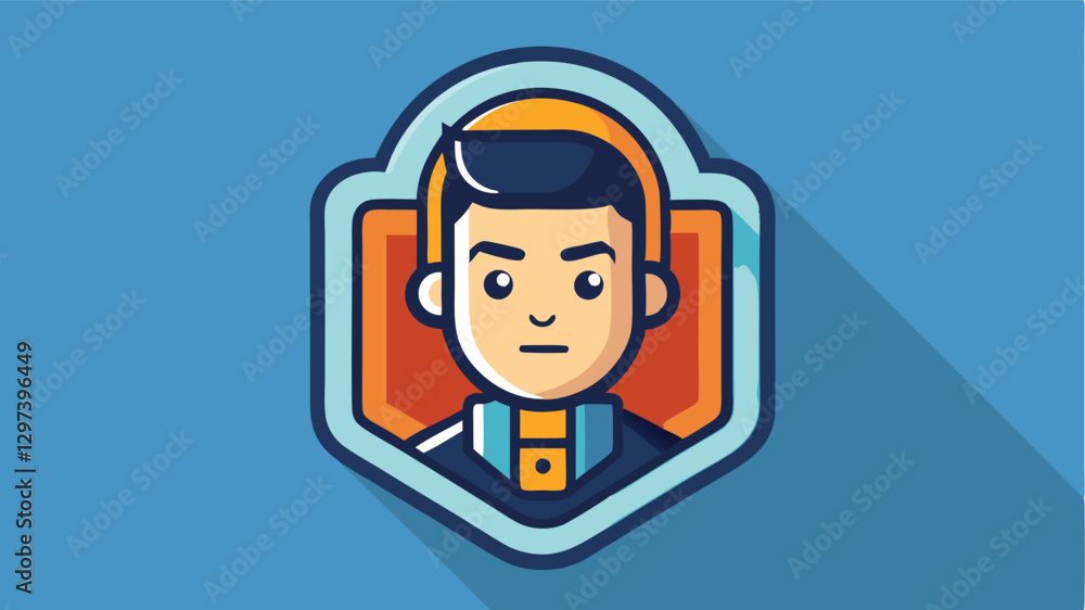 Poster vector illustration of a stylized character wearing a headband and surrounded by geometric shapes, s