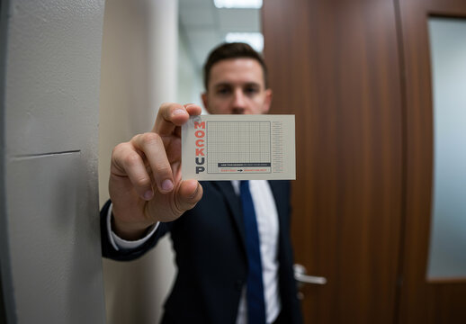 Person Showing Card To Spyhole Mockup