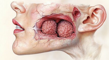 Obraz premium Artistic illustration depicts the human face anatomy showcasing salivary glands