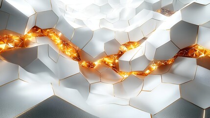 Abstract geometric white and gold textured wall background