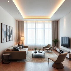 Modern luxury apartment interior in minimal scandinavian style