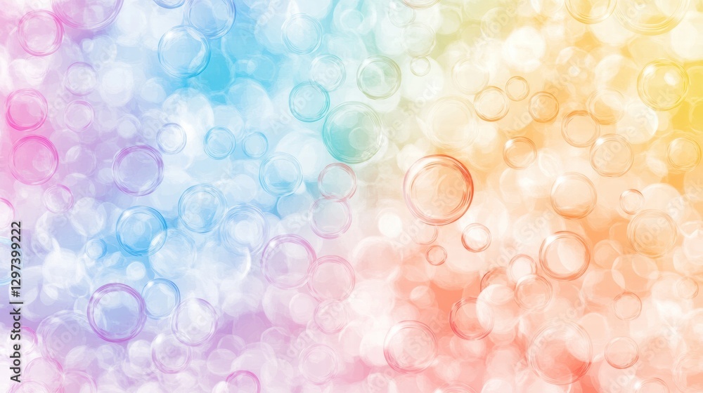 Poster Vibrant repeating pattern of colorful soap bubbles creating a mesmerizing visual effect across the surface. Generative AI