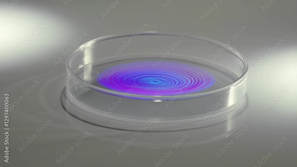 Aufkleber Laboratory technician carefully adding reactive chemical liquid, generating vibrant concentric circles expanding dynamically across petri dish surface during precise scientific experiment