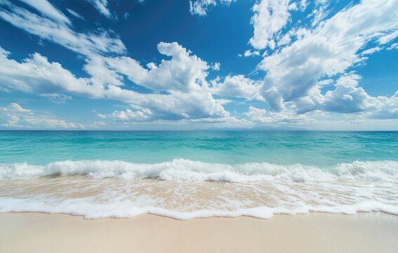 clear transparent sea waves breaking over white clean sea beach in the evening sunset.	 - Powered by Adobe