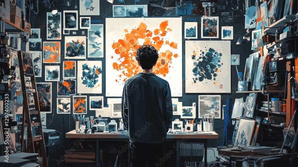 Aufkleber digital collaboration: artist and ai creating evolving artworks in real-time
