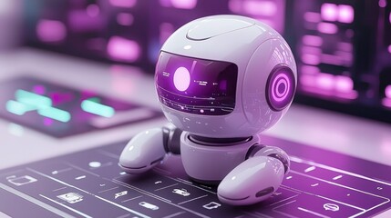 Virtual Assistant Enhancing Productivity with Holographic Interface - 2D Flat Illustration