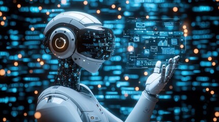 Modern AI Digital Assistant Enhancing Productivity on Holographic Interface