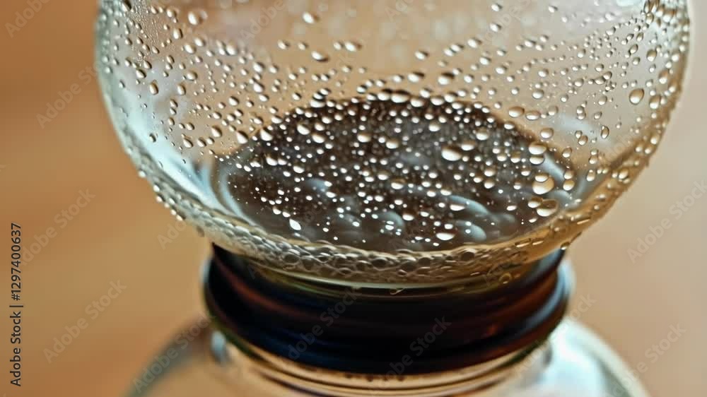 Leinwandbilder water vapor condenses on the cold glass surface of an hourglass, forming tiny droplets that shimmer 