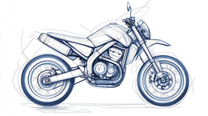 Obraz premium motorcycle drawn with lines isolated on white background