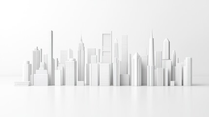 Fototapeta premium 3D Model White City Skyline