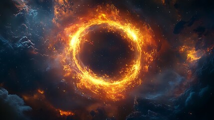 Fototapeta premium Fiery Ring Nebula Cosmic Firestorm Space