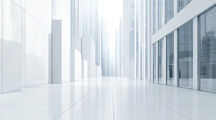 Obraz premium Modern Cityscape Corridor; Empty Urban Alleyway; Commercial Building; Background Use