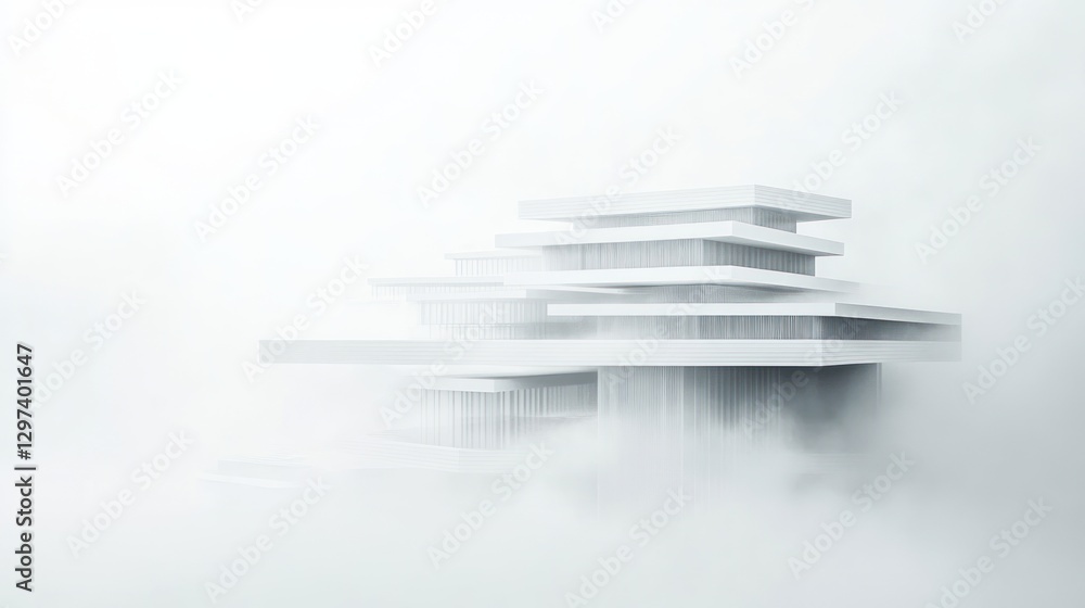 Poster modern architecture building design, abstract illustration, digital rendering