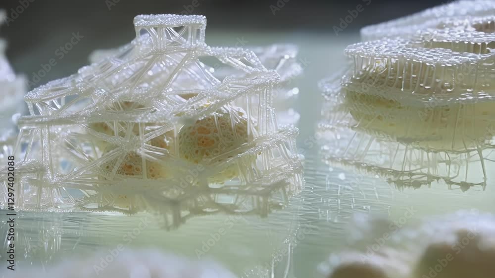 Aufkleber Artificial tissues are growing in a controlled laboratory environment, potentially for medical implants, showcasing advancements in regenerative medicine and bioengineering