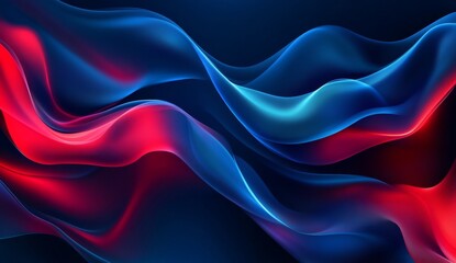 Obraz premium Abstract dynamic flowing red and blue curves on dark background
