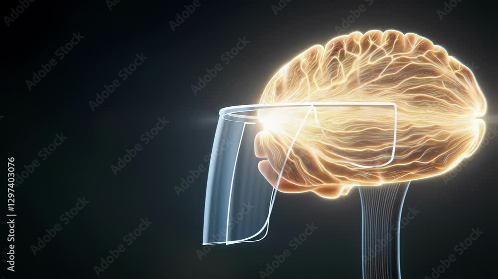 Aufkleber glowing human brain enclosed within transparent protective shield, representing cutting edge medical