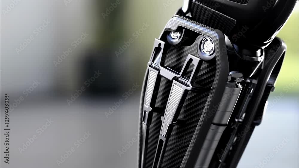 Poster carbon fiber robotic leg showcasing advanced engineering and design, highlighting potential applicat