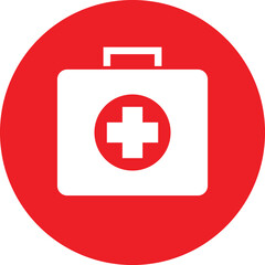 Obraz premium Medical, First aid icon, red circle, on whithe background. Vector illustration