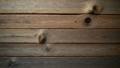 Obraz premium Rough wooden plank with knots and imperfections, natural materials, brown wood texture