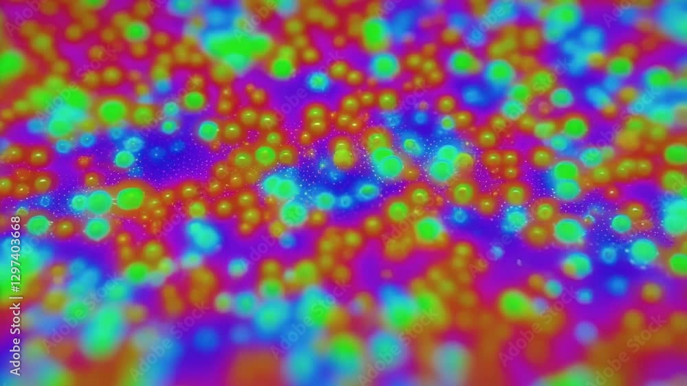 Aufkleber colorful biological cells are moving and interacting under a microscope, creating a dynamic and vibr