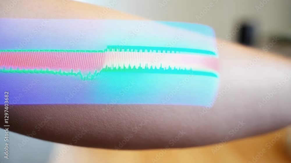 Poster high tech augmented reality vein scanner revealing intricate blood flow patterns through patient's a