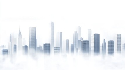 Naklejka premium Misty city skyline panorama, urban scene, architectural view, perfect for backgrounds, digital art