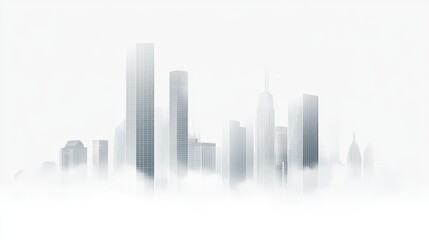 Fototapeta premium Foggy city skyline, New York, urban, atmospheric
