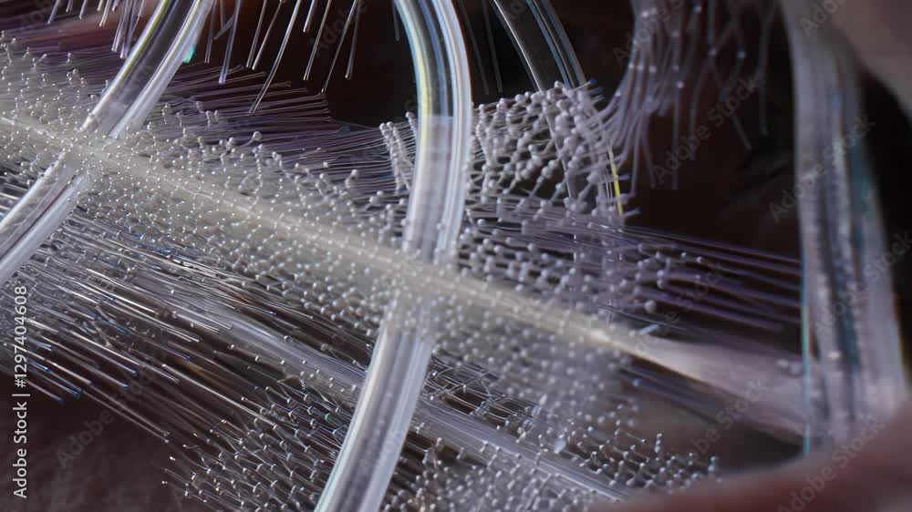 Aufkleber Microscopic fibers grow and intertwine, forming complex structures for innovative tissue regeneration techniques, promising advancements in regenerative medicine and healthcare