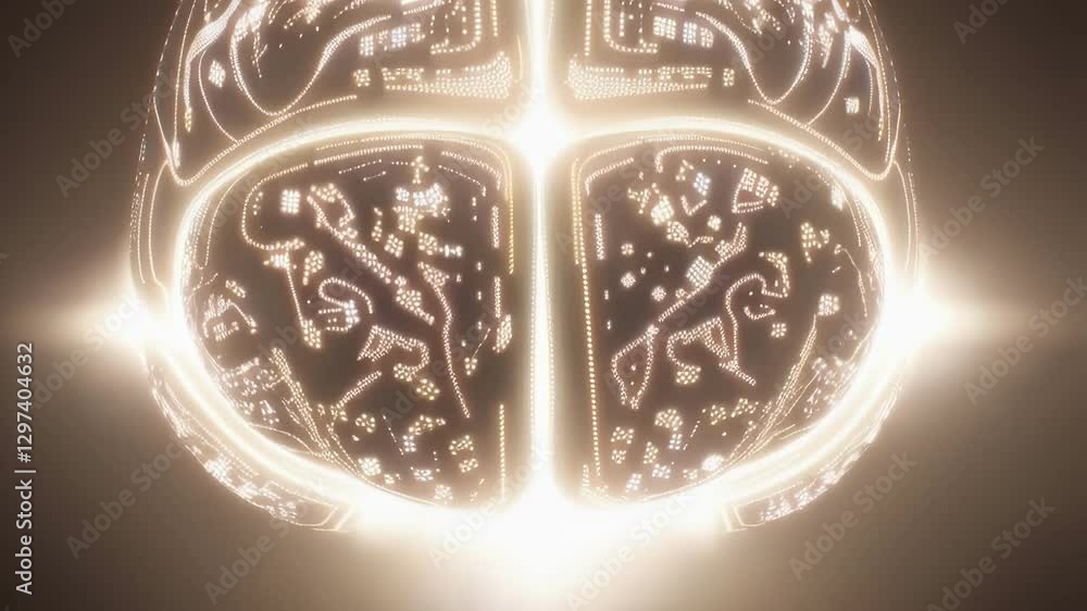 Aufkleber complex neural network activity illuminates and rotates, revealing intricate connections within a st