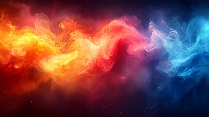 Abstract fiery and icy swirls blend in cosmic space