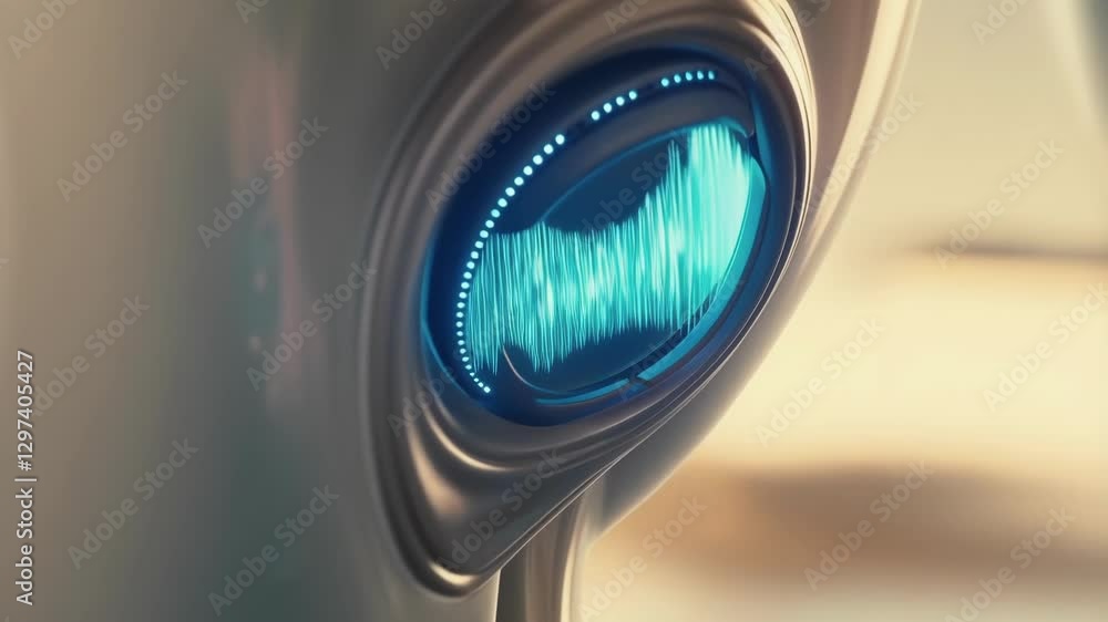 Aufkleber Glowing robotic eye visualizing increasing vital signs, representing technological advancement in medical diagnostics and artificial intelligence monitoring health progression