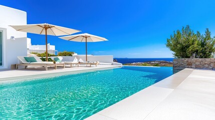 Luxurious Villa in Santorini With Private Infinity Pool Overlooking the Turquoise Aegean Sea and Breathtaking Coastal Landscapes