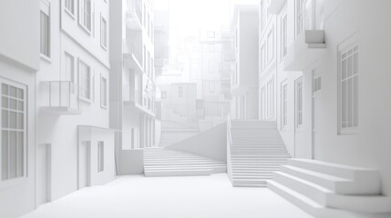 Obraz premium White city street scene, architectural concept, urban pathway, interior design background, stock photo