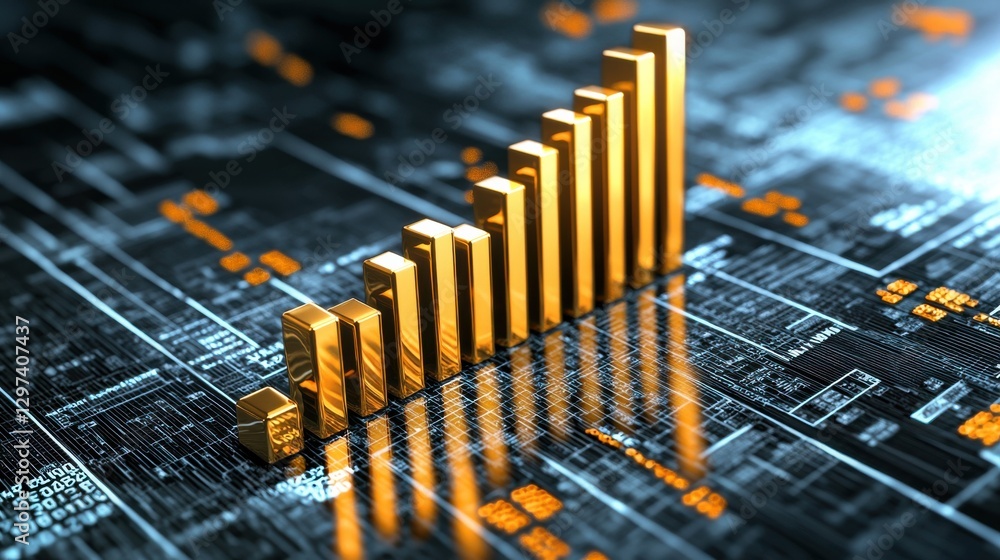 Poster soaring financial bar chart showcasing growth and success in business and investment detailed data v