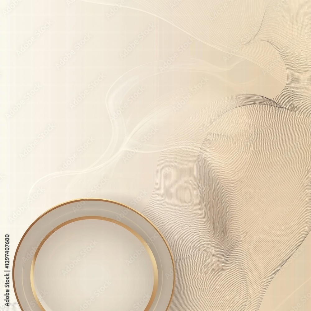 Leinwandbilder Elegant porcelain plate on a subtle textured background in a serene setting with soft tones and minimalist design. Generative AI