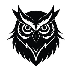 Wise Owl Head Detailed Design Vector Illustrations