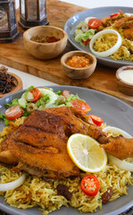 Biryani Rice with middle eastern roasted chicken