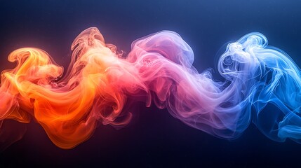 Obraz premium Abstract Colorful Smoke Waves Flowing Across Dark Background